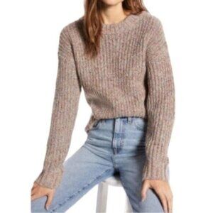 Something Navy | Tan Multi-colored Long Sleeves Sweater Size Medium